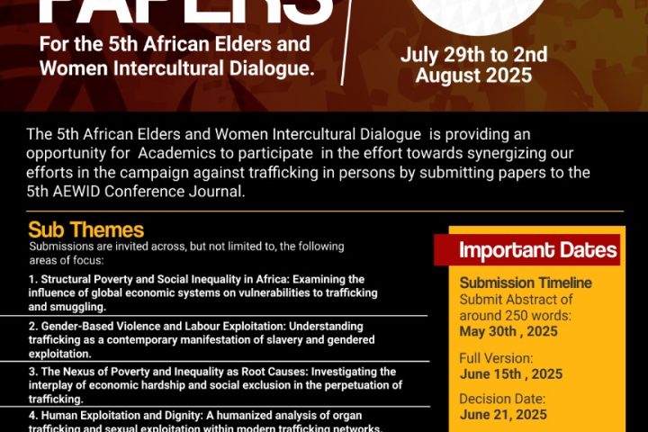 Call for Papers on Human Trafficking at 5th African Elders and Women Intercultural Dialogue