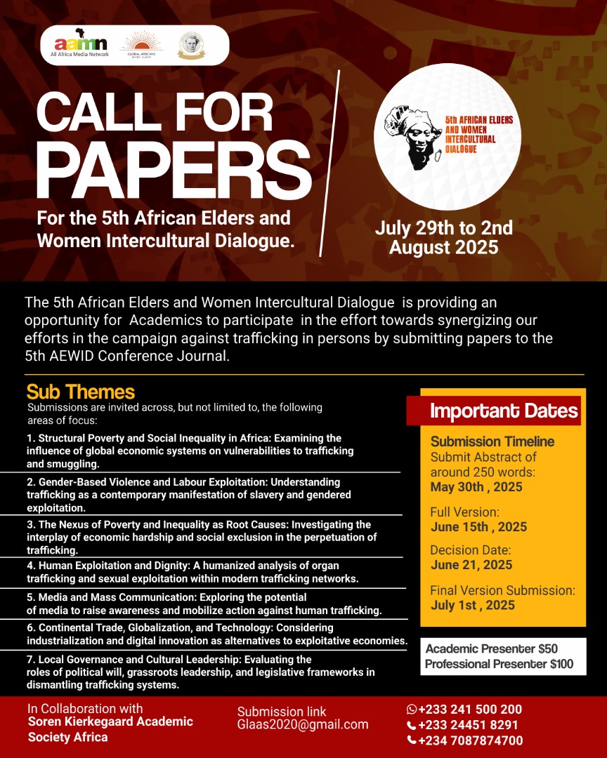 Call for Papers on Human Trafficking at 5th African Elders and Women Intercultural Dialogue